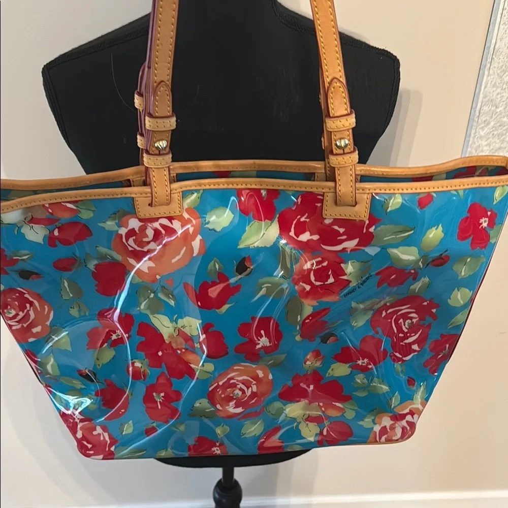 Dooney & Bourke Floral Tote Bag with Tan Straps - Picture 6 of 13